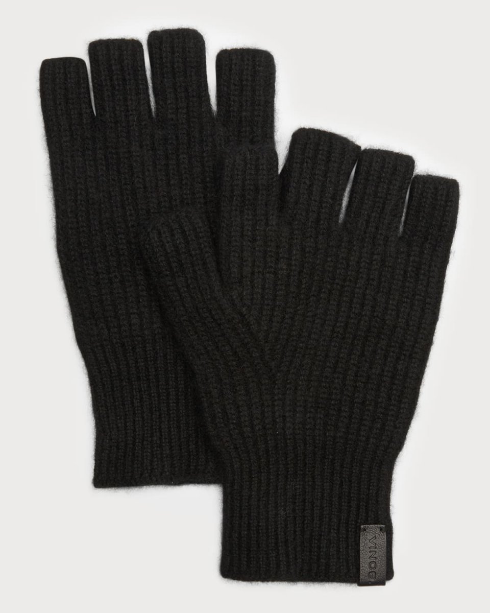 Ribbed Cashmere Fingerless Gloves